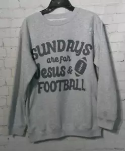 Womens Gray Graphic Sweatshirt size M/Sundays are for Jesus & Football - Picture 1 of 3