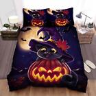 Halloween Cat With Witch Hat Cartoon Quilt Duvet Cover Set Kids Home Textiles