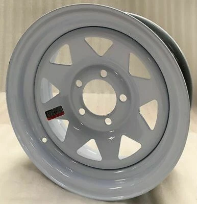 15" Inch  5x5  White Spoke  Trailer Wheel Rim   15550WS  new Foto 1 de 2
