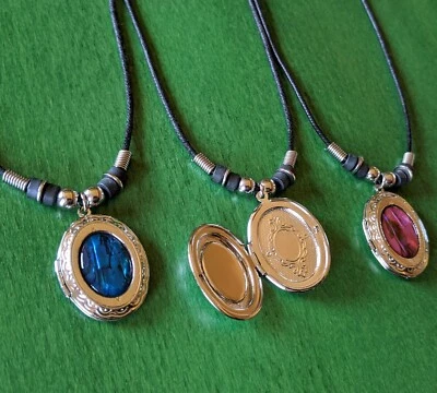 Medaillon Anhänger Kette für Bilder Fotos Paua Muschel Amulett Edelstahl Abalone - Bild 1 von 3
