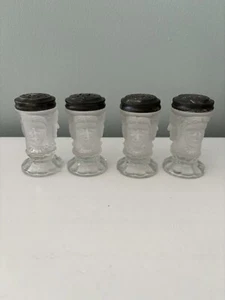 2 Sets Of Three Faced Frosted Glass Salt & Pepper Shakers - Picture 1 of 8