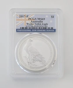 Australia 1oz .999 Wedge Tailed Eagle Silver $1 Coin PCGS MS69 2017-P - Picture 1 of 2