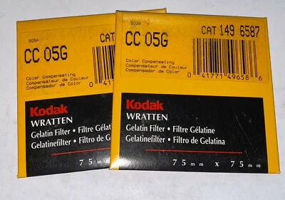 KODAK COLOR COMPENSATING GELATIN FILTER NO.CC05G 3" Square - Image 1 of 2