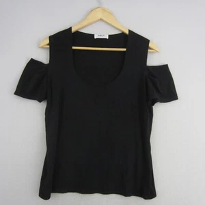 Mela Purdie Top Womens 12 Black Tee T-Shirt Cold Shoulder Stretch Casual Work - Picture 1 of 13