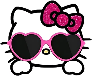 3 Stück Hello Kitty mit Sonnenbrille Aufkleber - Bild 1 von 1