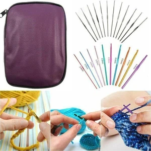Juego de agujas de ganchillo de aluminio multicolor de 22 piezas con estuche DE = - Imagen 1 de 13