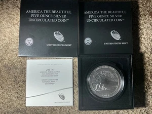 2014 ATB 5 Oz Silver Coin Great Sands Dune National Park Colorado - Picture 1 of 5