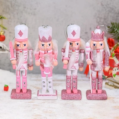 4x Nutcracker Soldier Figurines Wooden Nutcracker Height 13 cm Shiny Collectible - Image 1 of 4