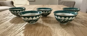 "5 cuencos laterales pequeños Chinese Famille Verte dragón verde 4-1/4""" - Imagen 1 de 9