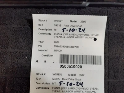 Rear Drive Shaft Convertible Manual Transmission Fits 03-09 350Z 1884948 Foto 1 de 4