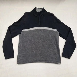 Suéter Eddie Bauer Negro y Gris Rayas Cuarto Cremallera, Hombre Talla Grande - Imagen 1 de 17