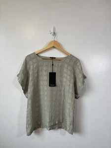 Grizas hellgrünes Kurzarmtop mit Tupfenmuster aus 100 % Seide Größe Small neu mit Etikett - Bild 1 von 7