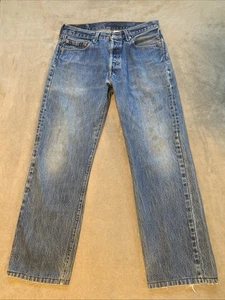 Levis 501 Jeans Mens 33x32 (Fits 32x29) Blue Medium Wash Straight Leg Button Fly - Picture 1 of 16