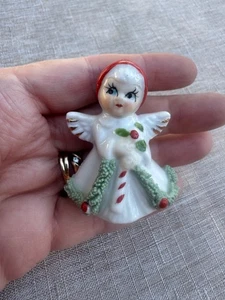 Vintage PCCI 2” Miniature Christmas Angel Napco Bone China Angel w/ Candy cane - Picture 1 of 8