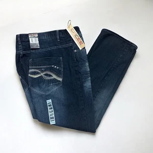 Pantalones de mezclilla para hombre Emcee de inspiración vintage índigo oscuro 40x32 pierna recta calce relajado - Imagen 1 de 16