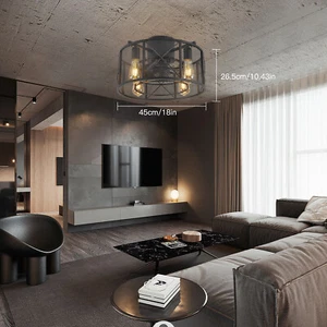 Farmhouse Caged Ceiling Fan Light 3Speed Metal Pendant Lamp w/Remote Control! - Picture 1 of 15