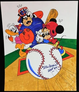Stan Musial Cardinals Signed 14x17 Hand Colored Lithograph JSA Authenticated - Picture 1 of 6