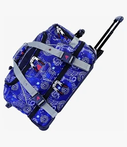 ATHALON Blue BATIK Combo Wheeled Duffle to Day Pack-Carry On Luggage Zip - Mint! - Picture 1 of 12
