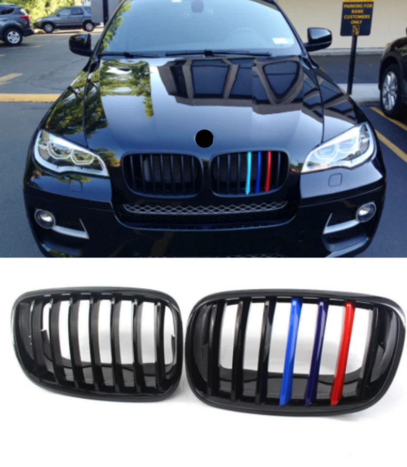 M-Color Grille For 2007-2013 BMW X5 X6 Gloss Black Front Kidney Grille E70 E71 - Изображение 1 из 4