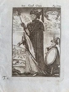 1683 Antique Print: Grand Cham / Khan of Tartary after Mallet - Picture 1 of 2