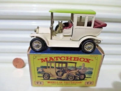 Lesney Matchbox MODELS of YESTERYEAR Y3B Cream 1910 BENZ LIMO CHARTREUSE ROOF  - Image 1 of 4