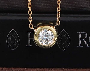 $1,180 Roberto Coin 18K Yellow Gold 0.19ct Diamond By The Inch Pendant Necklace - Picture 1 of 11