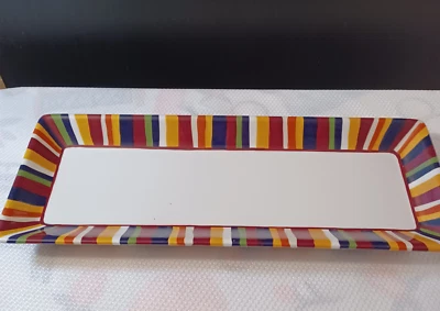 Pampered Chef Simple Additions Stripped Rectangle Tray 15 x 6 Appetizer - Image 1 of 3