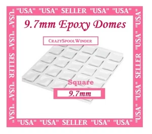 ( 100 ) 9.7mm SQUARE EPOXY Domes Clear Epoxy Stickers Crafting DIY Scrapbook - Picture 1 of 1