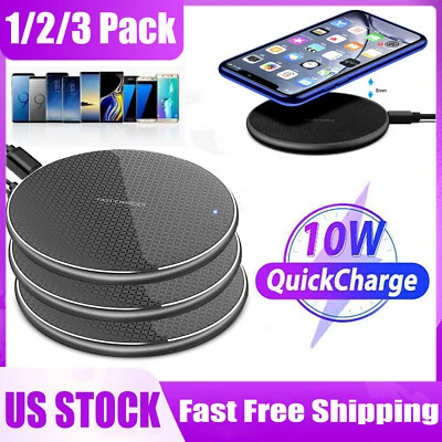 Wireless Fast Charger Charging Pad Dock for Samsung For iPhone Android Phone US - Image 1 of 4