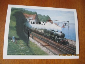 Liberia - GWR Kingswear Castle Dawlish Train - MNH Mini-Sheet  - Picture 1 of 2
