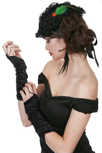 Gala Handschuhe fingerlos schwarz Damenhandschuhe Faschingshandschuhe - Bild 1 von 1