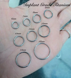 Implant Grade TITANIUM - Hinged Segment Ring Hoop Earring Lip 0.8mm, 1mm 6mm 20g - Picture 1 of 7