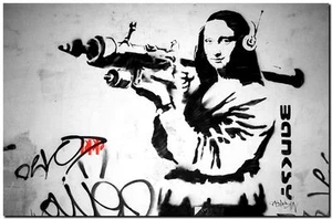 BANKSY STREET ART CANVAS PRINT Da Vinci Mona Lisa Rocket 24"X 32" poster - Picture 1 of 1