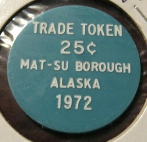 Mat-Su Borough 1972, AK azul plástico 25c ficha comercial - Alaska - Imagen 1 de 2
