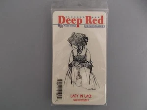 DEEP RED CLING RUBBER STAMPS LADY IN LACE NEW cling STAMP - Picture 1 of 1