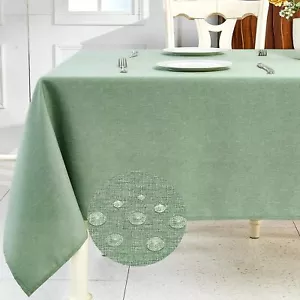Textured Linen Table Cloth For Rectangle Table Waterproof Fabric Tablecloth Rect - Picture 1 of 9