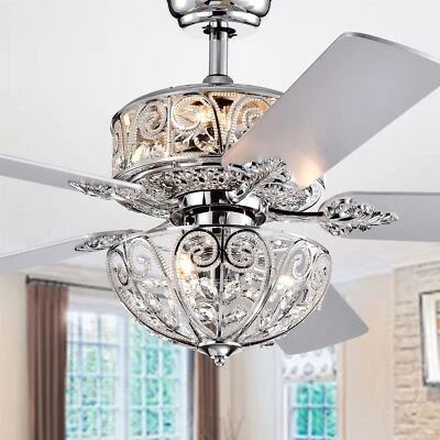 Hegasal Chrome Dual Lamp Crystal Lighted Chandelier - Image 1 of 4