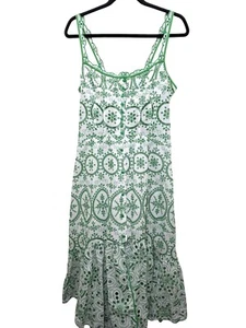 Maxi Vestido Corsé Bordado Verde y Blanco Playa Festival CHARO RUIZ Pat Floral - Imagen 1 de 10
