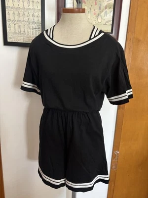 VINTAGE: 100% COTTON Nautical Stripe Short Set SZ.S (BLACK -WHITE) - Image 1 of 4
