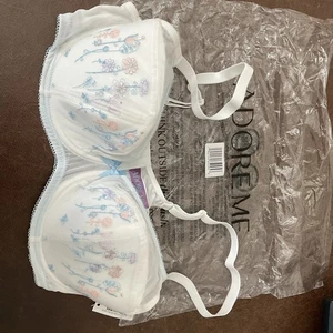 Adore Me BH 38DDD Bügel Demi verstellbarer Träger weiß Spitze mit Blumen - Bild 1 von 6