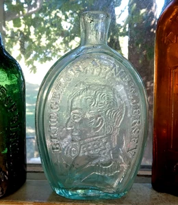 1830s WASHINGTON TAYLOR BRIDGETOWN NEW JERSEY GI-24 HISTORICAL FLASK OPEN PONTIL - Picture 1 of 13