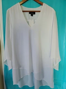 Karen Kane Bracelet Sleeve Asymmetric Silky Crepe Versatile Tunic - L - Picture 1 of 2