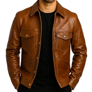 Mens Cafe Racer Biker Real Leather Jacket Vintage Style Lambskin Outerwear Coat - Picture 1 of 8