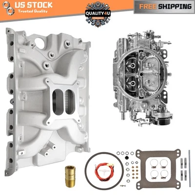 New Carburetor 4-Barrel w/ Electric Choke & Intake Manifold Kit 1406 For Ford - Image 1 of 4