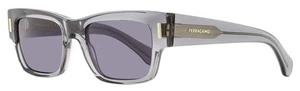 Ferragamo Rectangular Rivet Sunglasses SF2011S 020 Transparent Gray 53mm - Picture 1 of 3