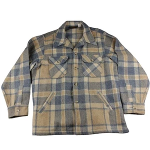 Eddie Bauer Barn Coat Mens Sz XL Plaid Button Pockets Wool Blend Chore Work Wear - Picture 1 of 5
