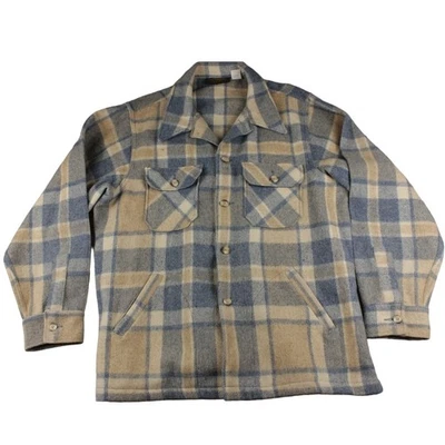 Eddie Bauer Barn Coat Mens Sz XL Plaid Button Pockets Wool Blend Chore Work Wear - Image 1 of 4
