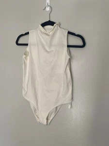 Skims Sleeveless Mock Neck Bodysuit In Cream Size Large - Picture 1 of 4