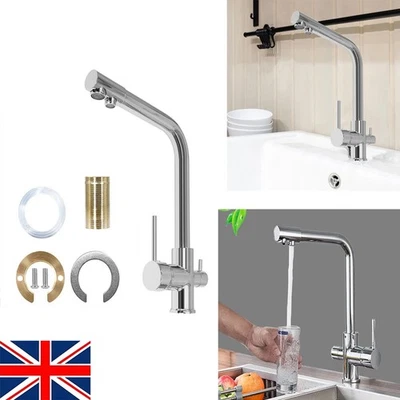 3 Way Kitchen Tap with Water Filter Brushed Nickel Three Way Kitchen Mixer Taps - Image 1 of 4