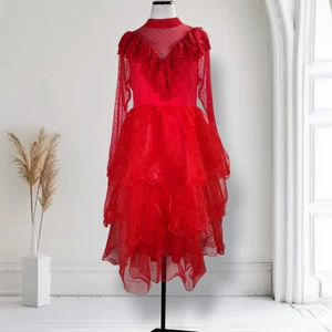 Torrid Beetlejuice Lydia Red Wedding Dress Size 0X Lace Chiffon Stretch - Picture 1 of 17